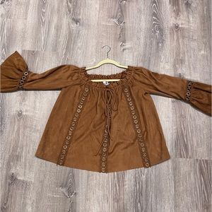 Top, Suede with Bell Sleeves